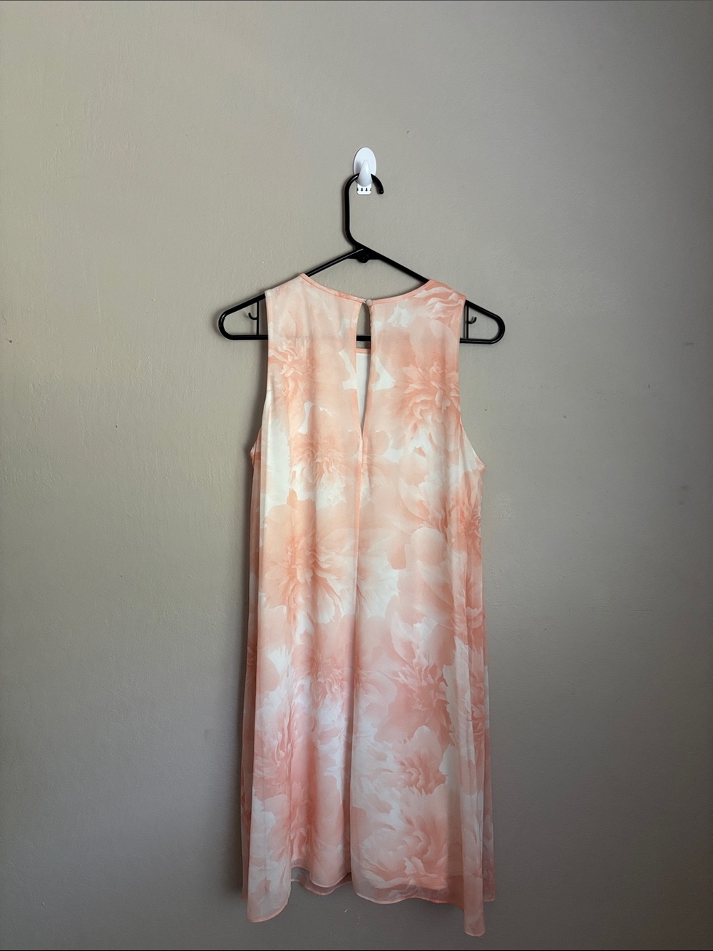 Calvin Klein Peach-Pink Floral Sleeveless Midi Dress size 10 - Picture 3 of 7